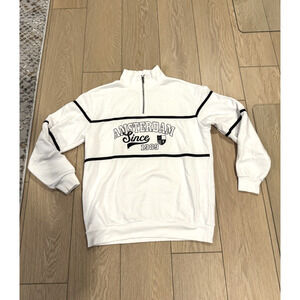 Vintage Amsterdam Since 1989 White Half Zip Pullover Sweatshirt Unisex Size L